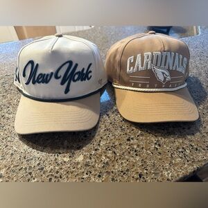 New York and Cardinals trucker Hat- Cream and Tan SnapBack